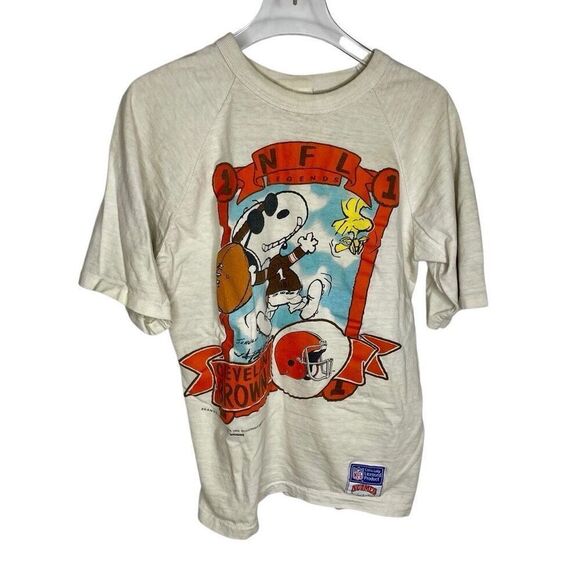 Vintage Snoopy Joe Nutmeg Cleveland Browns Single Stitch TShirt 1965 60s Small S - Picture 1 of 11